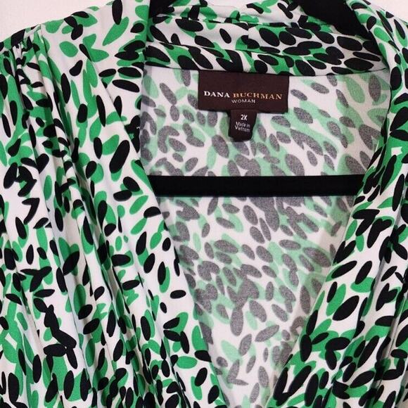 Dana Buchman 2X $68 Green Leafy Print Liquid Knit Dress Plus Botanical - Picture 4 of 11